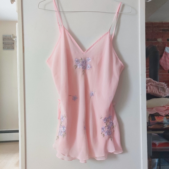 Tops - 🧸 SOLD 🧸Baby Pink Cottagecore Floral Chiffon Top